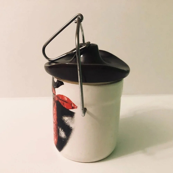 Vintage 1995 G Yewen Cow Wire Ball Crock Jar With Cowboy Hat Lid - Picture 5 of 16